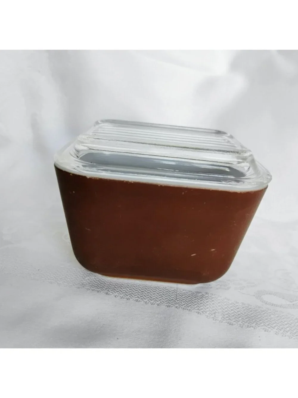 Vintage Pyrex Old Orchard Refrigerator Dishes Set of 3 with Lids, 501 502 Brown